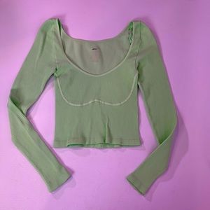 #008 Intimately Free People Crop LongSleeve Top, L. PTP 11.5, Length 18. SB $12